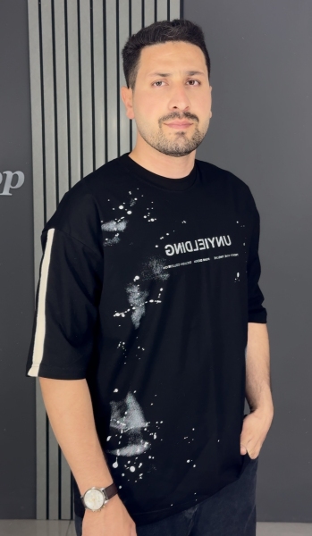 تیشرت چابی قواره لش پنبه مشکی