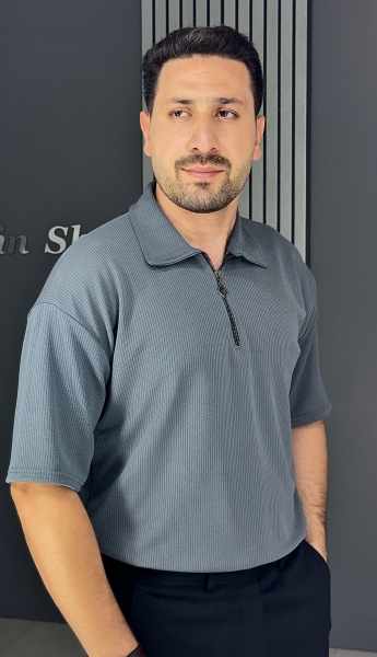 تیشرت مراکشی نیم زیپ نوک مدادی