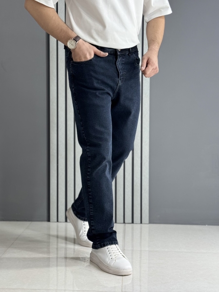 شلوار جین راسته آبی ذغالی ( قد 108 سانت )