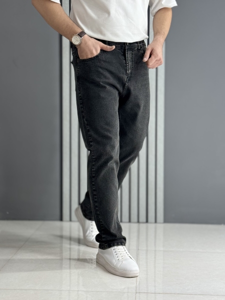 شلوار جین راسته ذغالی زیتونی ( قد 107 سانت )