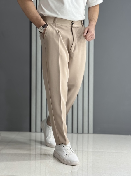 شلوار مام مازراتی خاکی ( قد 100 سانت پشت کمر کش )