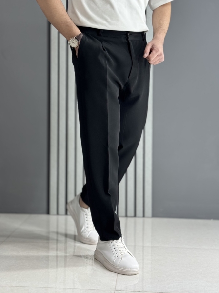 شلوار مام مازراتی مشکی ( قد 100 سانت پشت کمر کش )