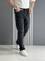 شلوار جین راسته ذغالی زیتونی ( قد 107 سانت )