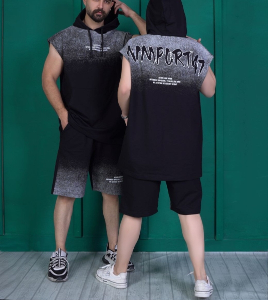 "ست تیشرت شلوارک کلاهدار"