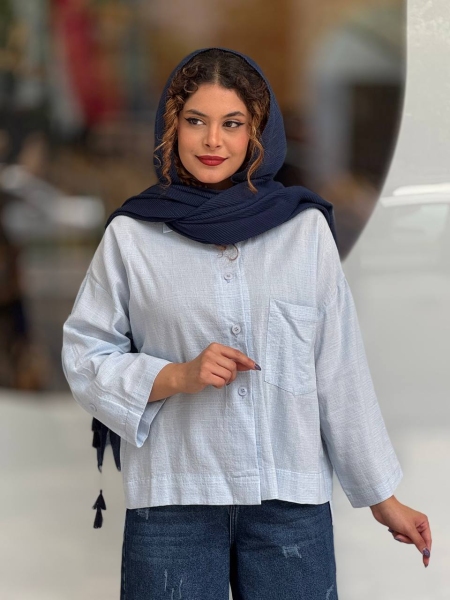 شومیز لینن آستین3دکمه