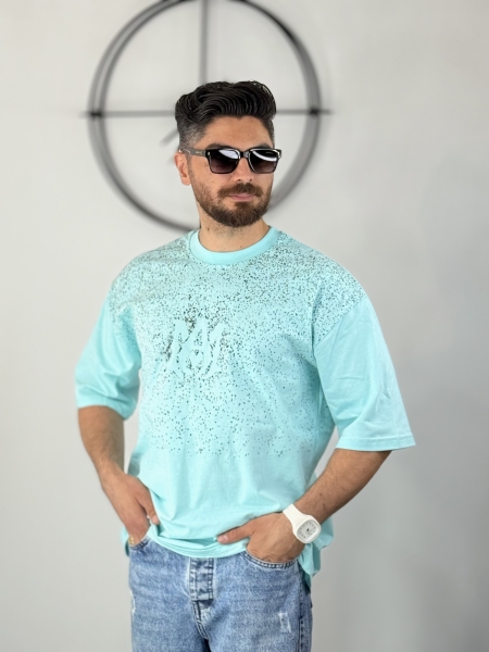 تیشرت پنبه طرح امیری آبی پاستیلی