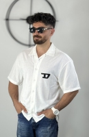 پیراهن یقه انگلیسی طرح diesel سفید کد 20