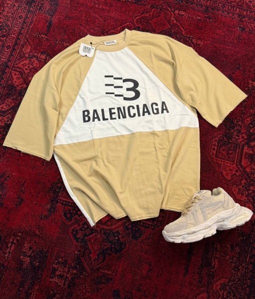 تیشرت آستین کوتاه دو تیکه BALENCIAGA کرم سفید