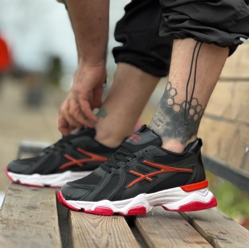 ست کتونی حراجی اسپرت ASICS NEW مشکی قرمز