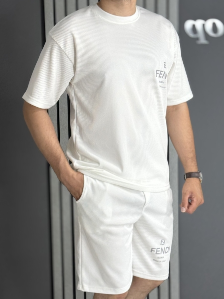 ست تیشرت و شلوارک FENDI سفید