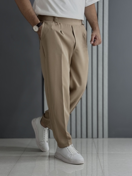 شلوار مام مازراتی خاکی ( قد 100 سانت پشت کمر کش )