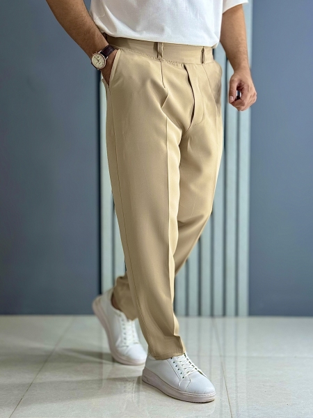 شلوار مام مازراتی دبل نسکافه ای ( قد 100 سانت پشت کمر کش )