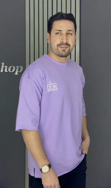 تیشرت باکسی چاپی 2 نخ پنبه بنفش