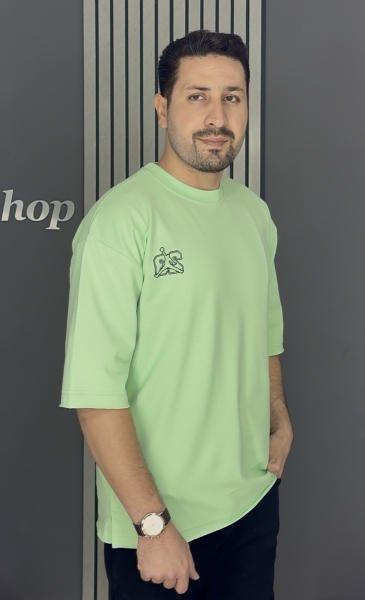 تیشرت باکسی چاپی 2 نخ پنبه سبز