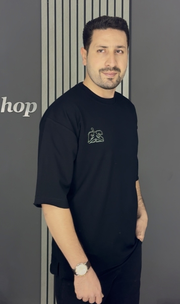 تیشرت باکسی چاپی 2 نخ پنبه مشکی