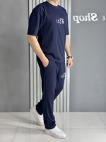 ست تیشرت و شلوار میله ای سورمه ای