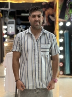 پیراهن کنفی خنک(ارزانترین پوشاک مردانه)خط کرم