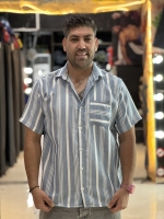 پیراهن کنفی خنک(ارزانترین پوشاک مردانه)خط سفید