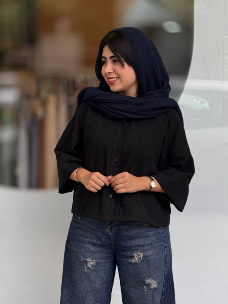 مانتو لینن آستین باکسی