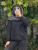 مانتو یقه 7 آستین دکمه لینن