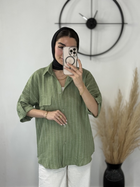 شومیز مانتویی دیپلمات سبز