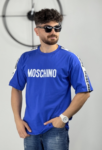 تیشرت طرح موچینو آبی شالی