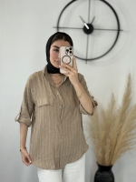 شومیز مانتویی دیپلمات کرم