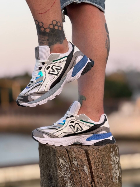 کتونی مردانه NEWBALANC سفید طوسی آبی