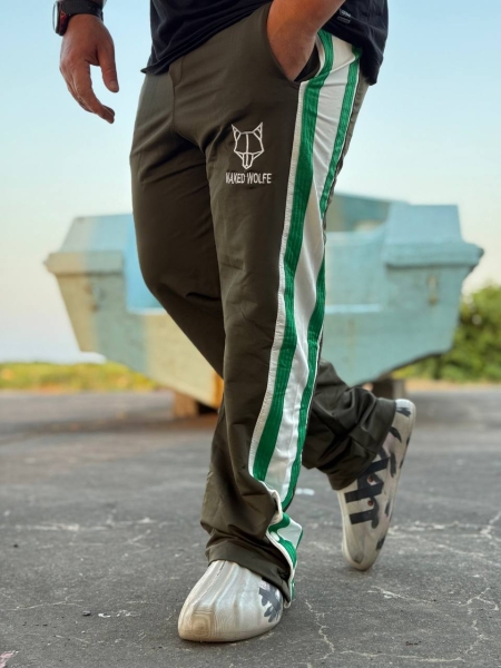 شلوار اسلش دمپا دکمه WOLFE زیتونی سفید سبز