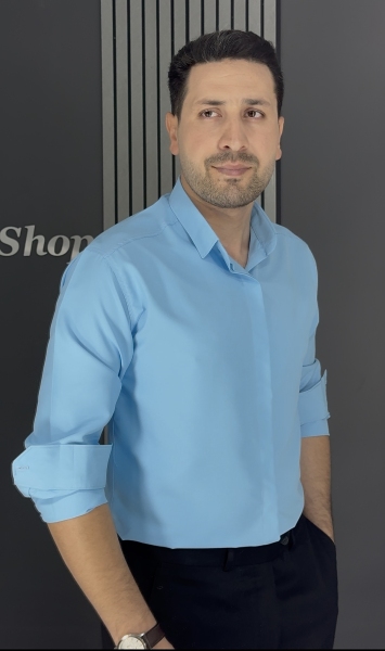 پیراهن دوشین آستین بلند آبی فیروزه ای