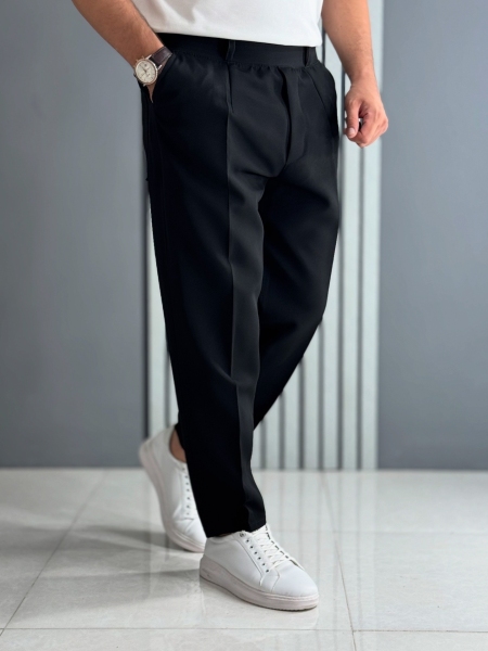 شلوار مام مازراتی دبل مشکی ( قد 100 سانت / پشت کمر کش )