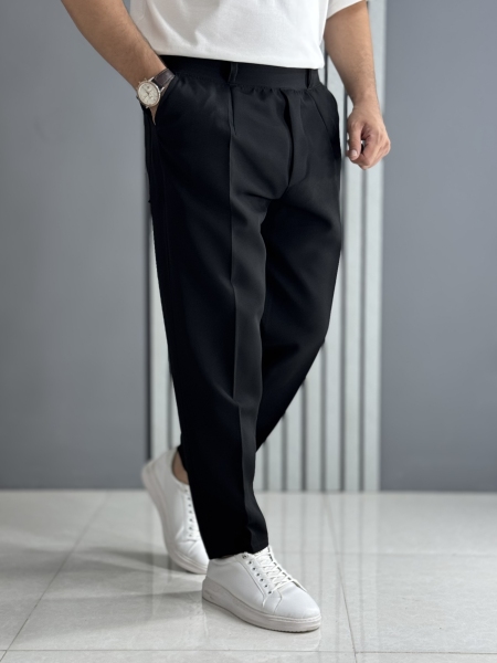 شلوار مام مازراتی دبل مشکی ( قد 100 سانت / پشت کمر کش )