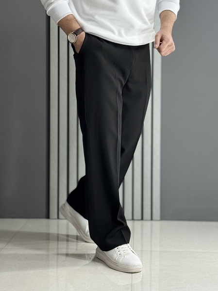 شلوار بگ مازراتی مشکی (زیپ خور / پشت کمر کش )