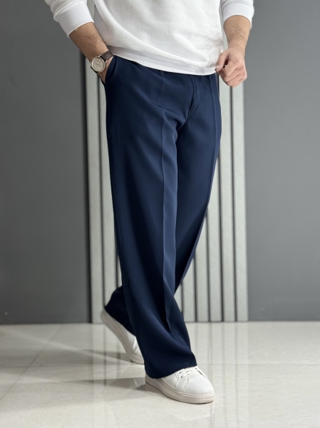 شلوار بگ مازراتی سرمه ای ( زیپ خور / پشت کمر کش )