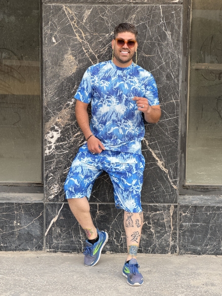 ست هاوایی(ارزانترین پوشاک) آبی