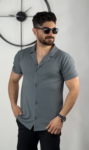 پیراهن پارچه بیسکویتی کد 45 طوسی