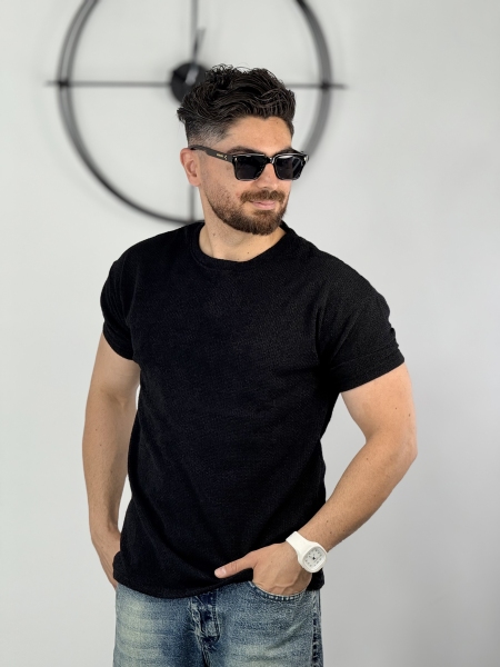 تیشرت یقه گرد مشکی کد 50