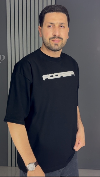 تیشرت ماکان لش باکسی مشکی ( گرم بالا )