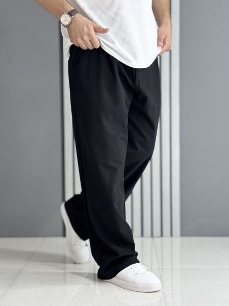 شلوار بگ لینن مشکی ( قد 104 سانت / کمر کش )