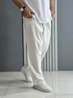 شلوار بگ لینن سفید ( قد 104سانت / کمر کش )