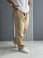 شلوار بگ لینن کرم ( قد 104 سانت / کمر کش )