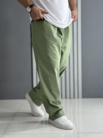 شلوار بگ لینن سبز ( قد 104 سانت / کمر کش )