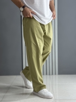 شلوار بگ لینن سبز پسته ای ( قد 104 سانت / کمر کش )