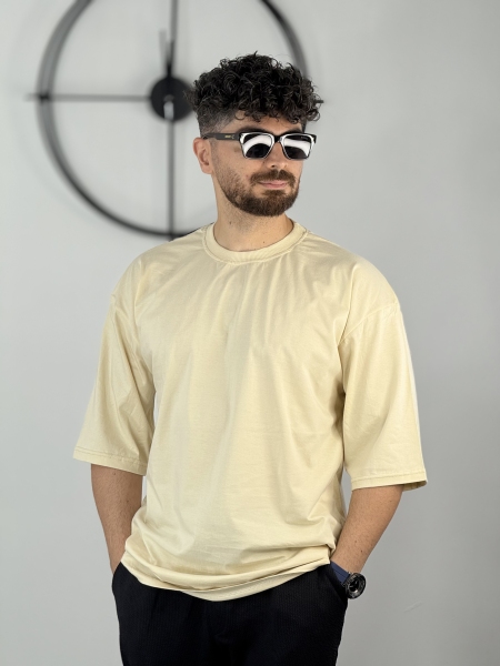 تیشرت سایز بزرگ کرم