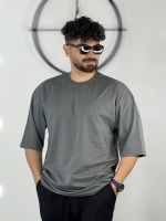 تیشرت سایز بزرگ طوسی تیره