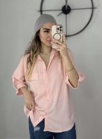 شومیز مانتویی صورتی کد 10