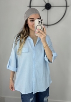 شومیز مانتویی ابی اسمانی کد 10