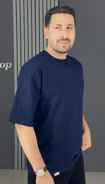 تیشرت ماکان قواره لش سرمه ای