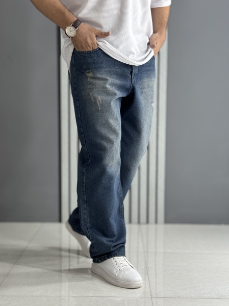 شلوار جین بگ آبی تیره ( قد 110 سانت )